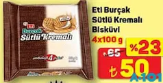 ETİ BURÇAK SÜTLÜ KREMALI BİSKÜVİ 4X100 GR